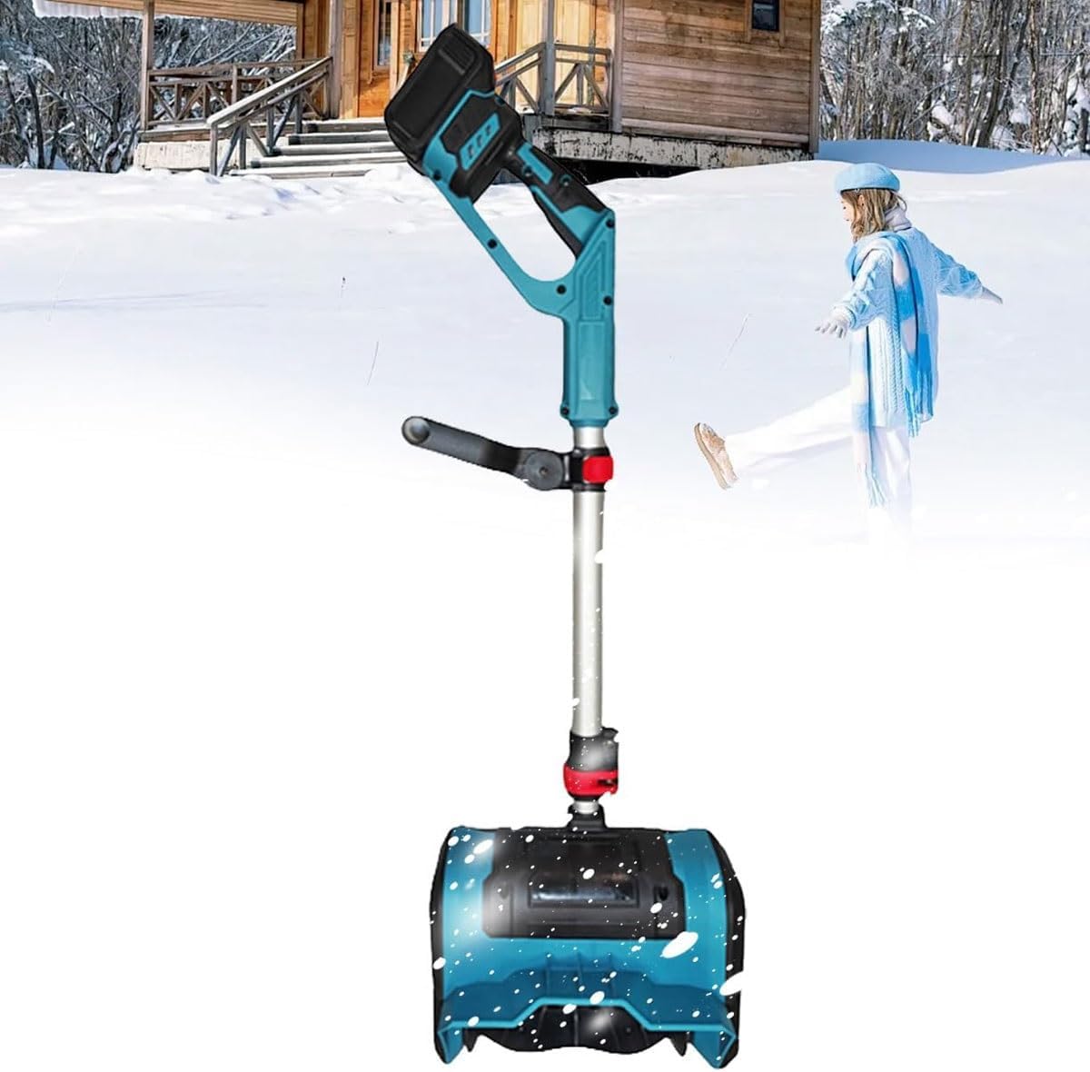 Elektrische Schneeschaufel, 21 V Akku-Schneefräse mit Akku, 31 cm Reinigungsbreite für Terrasse, verstellbarem Griff und Richtplatte, Spielplatz