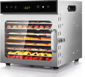 Dörrautomat Edelstahl mit Rezeptheft 8 Etagen, oiyocemo 500W Edelstahl Lebensmittel Dehydrator mit 360° Luftzirkulation, Große Kapazität für Fleisch