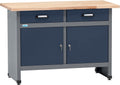 Küpper Werkbank 12053, 120x84x60cm, 300 kg Traglast, 30 mm Massive Buchenarbeitsplatte (Dunkelblau), 2 Schubladen, 2 Türen