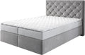 DELIFE Boxspringbett Dream-Great Mikrofaser Grau 140x200 cm mit Matratze und Topper