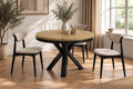 WFL GROUP Runder Ausziehbarer Esstisch im Loft-Stil, Industrieller Tisch mit Schwarzen Metallbeinen, Platzsparender Tisch für Wohnzimmer