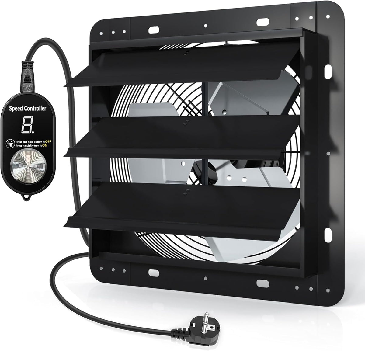 Aygrochy 300mm zu und abluftventilator, Ausgestattet mit Steckdose, Belüftung und Kühlung für Gewächshäuser, Industrie Wandventilator 1520m³/h