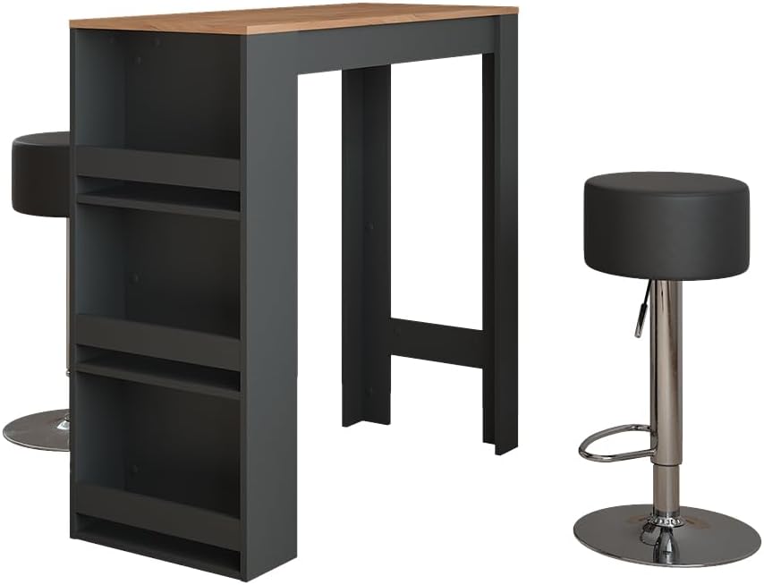 Vicco Bartisch-Set Repose, 45 x 110 cm, Anthrazit/Goldkraft Eiche