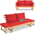 GIANTEX Gartenbank mit Liegefunktion, Loungesofa 3-Sitzer, Gartensofa mit klappbaren Seitenlehnen, Balkonbank mit Auflagen