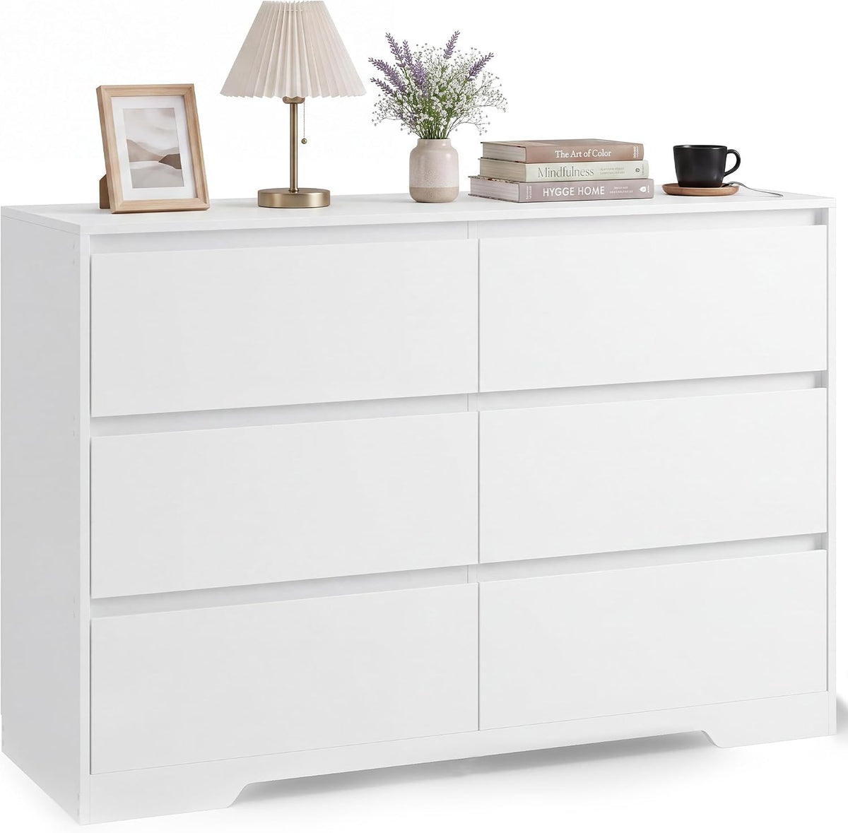 Xbro Kommode Weiß mit 6 Schubladen, 100x35x75 cm Sideboard Modern