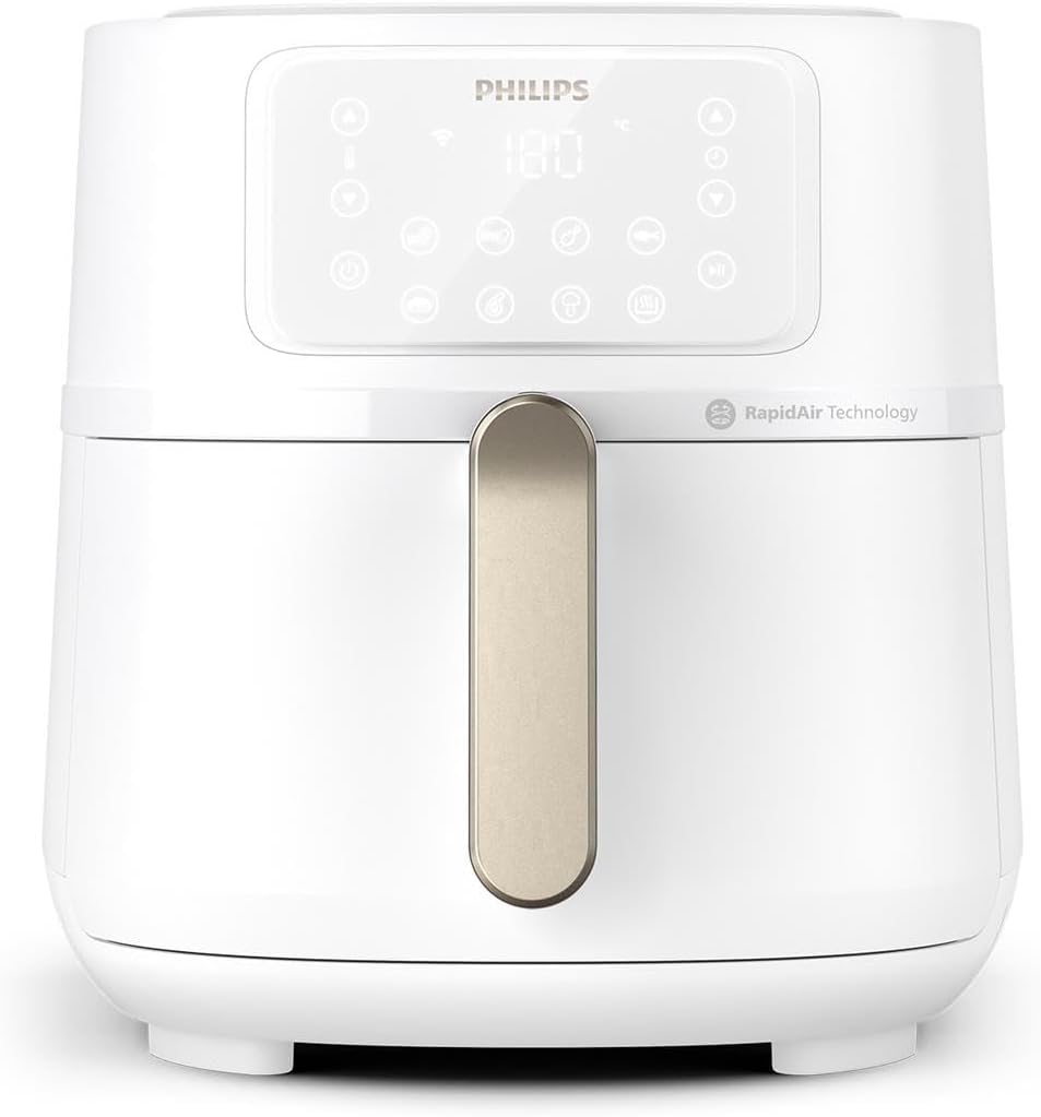 Philips Airfryer 5000-Serie XXL, 16-in-1 Airfryer, Weiß(HD9285/00), 7,2L (1,4Kg), 90% weniger Fett mit Rapid Air Technologie, 6 Portionen, HomeID App