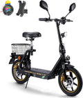 TWOFISH Elektro Moped 500W mit 48V 13Ah Akku, 14 Zoll Reifen, Motorroller mit Straßenzulassung, Elektro Motorrad mit Sitz & Korb, EEC Zertifiziert