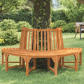 Baumbank Halbrund aus massivem Eukalyptusholz Ø208 cm mit Rückenlehne, wetterbeständige Gartenbank für Terrasse Balkon und Park