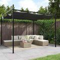 Willood Pergola mit Schiebedach Gazebo Taupe UV-beständige Überdachung für Garten, Anthrazit 295x292x230 cm, Terrasse, Gartenlaube, Sonnenschutz