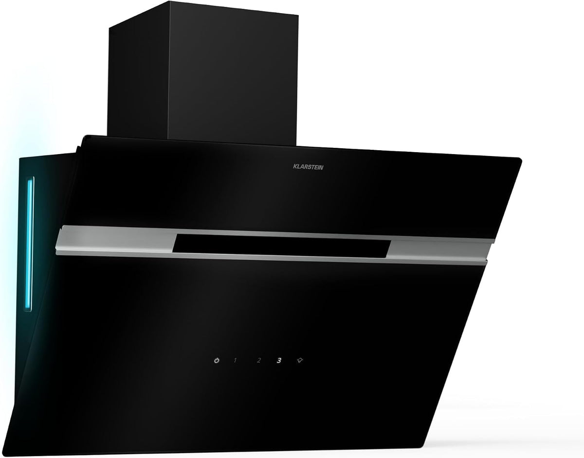 Klarstein Alina 60 Dunstabzugshaube, Leise 68 dB, 60 cm, 600 m³/h, Touchpanel, LED-Hintergrundbeleuchtung, Energieklasse A, Abzugshaube Küche, Schwarz