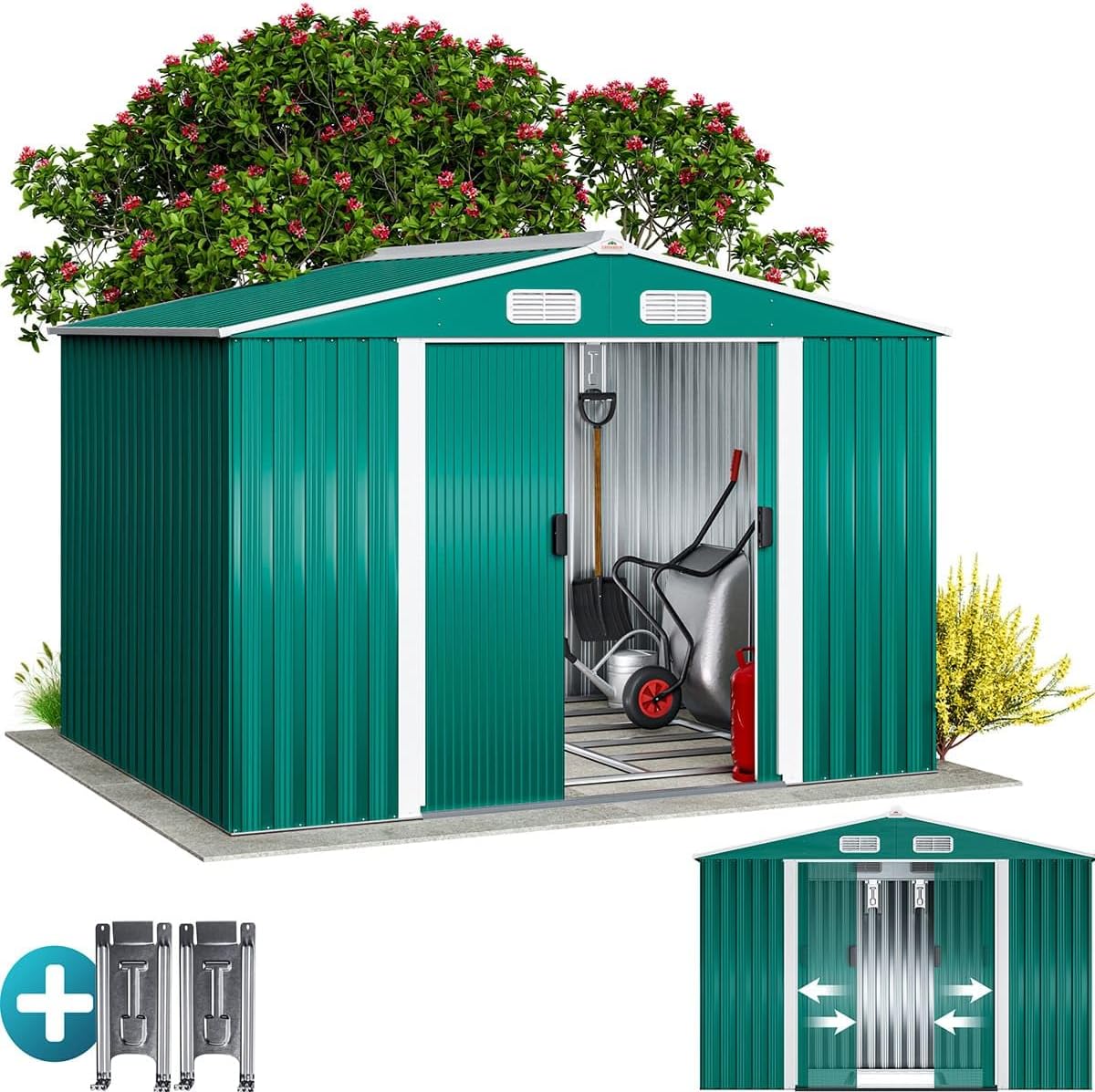 GARDEBRUK XXL Metall Gerätehaus 260x205x180cm mit Fundament