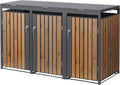 ML-Design Mülltonnenbox 3er 240L, 200x80x120 cm Anthrazit-Holzoptik, Mülltonnenverkleidung für 3 Mülltonnen, Mülltonnenhaus aus Stahl