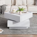 Merax Couchtisch quadratische, 60x60x38cm, Moderner 360° drehbare Wohnzimmertisch mit 2 Schubladen, Weiß