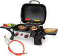 ProfiCook Gasgrill mit 2 Edelstahlbrennern, Grill mit Stabiler Metallhaube & Temperaturanzeige, Gasgrill klein für Balkon & Camping, PC GG 1261