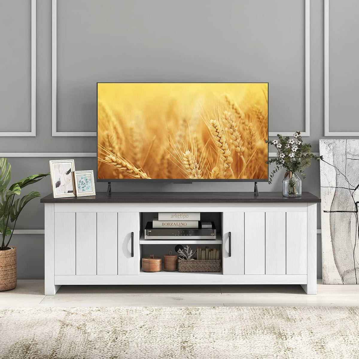 GIANTEX TV-Schrank TV-Board, TV Lowboard Sideboard 145 x 40 x 50cm, Fernsehschrank Fernsehtisch TV Ständer für Fernseher bis zu 65 Zoll