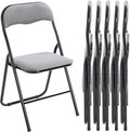 HAKU Klappstuhl gepolstert 6er Set Klappstühle bequem grau, Maße: B 45 x H 81 x T 45 cm, schwarz, Metall, Style: Modern