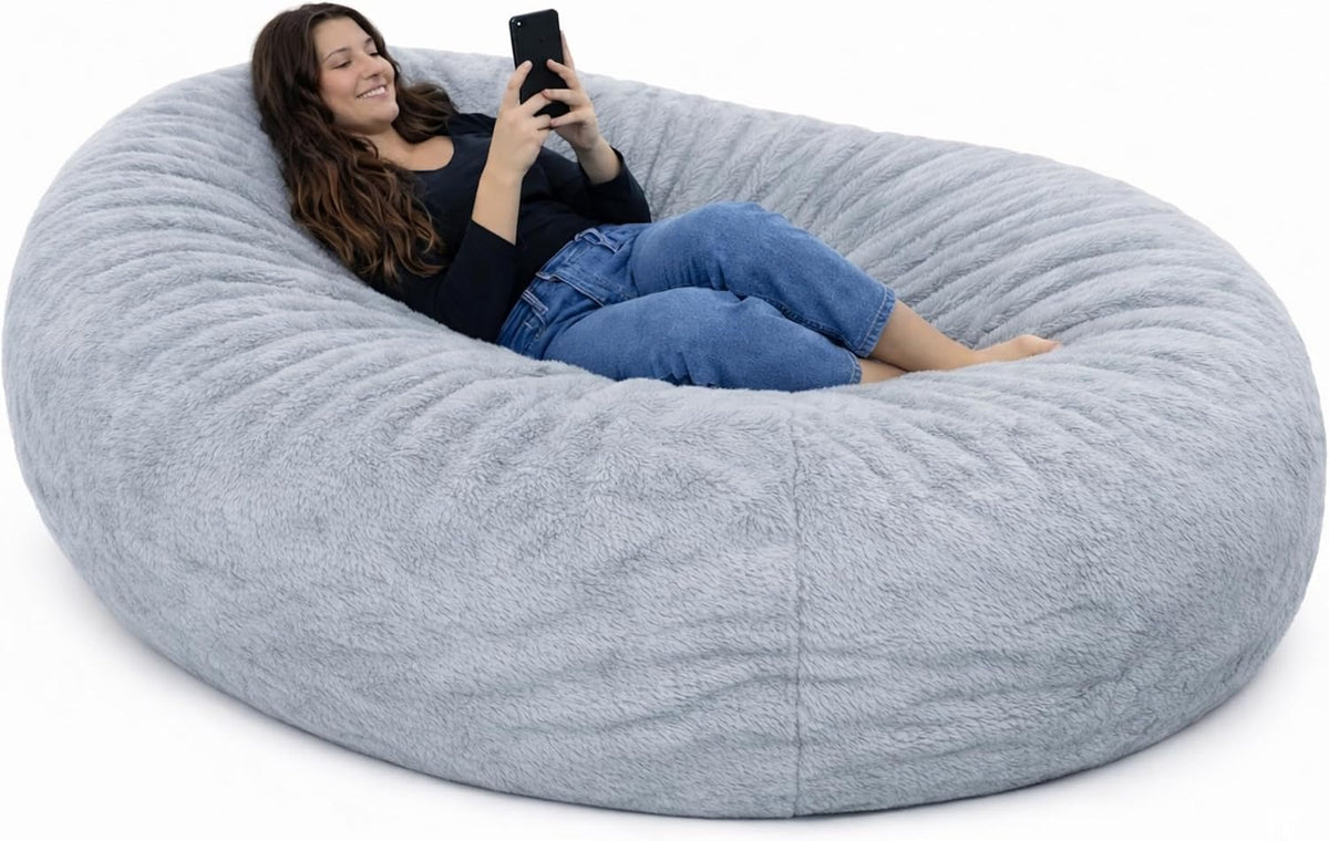 bananair Sitzsack XXL mit Füllung für Kinder und Erwachsene, Sitzsack Sofa (Hellgrau), 160 x 90 x 60 cm, Weich und Bequem, Maschinenwaschbarer Bezug