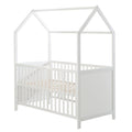 roba Hausbett 70 x 140 cm, FSC zertifiziert, Babybett in Hausoptik, Höhenverstellbar, Umbaubar zum Juniorbett, Holz weiß