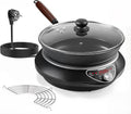 Wok Induktionskochfeld, 190-275V (Schwarz), 2500W induktionskochplatte mit Wok 12 Heizstufen Kochplatte Induktion Temperaturbereich, 18-Stunden-Timer