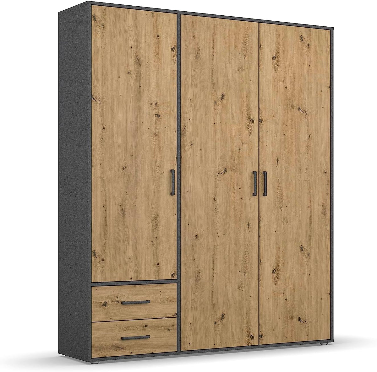Rauch Möbel Voyager, Schrank, Breite 140 cm, Grau metallic/Eiche Artisan