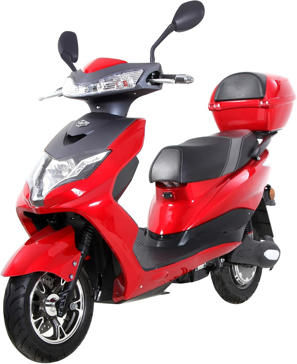Elektroroller 'Eagle Li', E-Roller mit Sitz, 2000 Watt, 60 km Reichweite, Straßenzulassung, Lithium-Akku, Elektro Roller, Elektro Motorroller, Rot