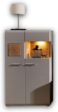 FUN PLUS 2 Glasvitrine Kleine Vitrine in Basalt mit LED-Beleuchtung