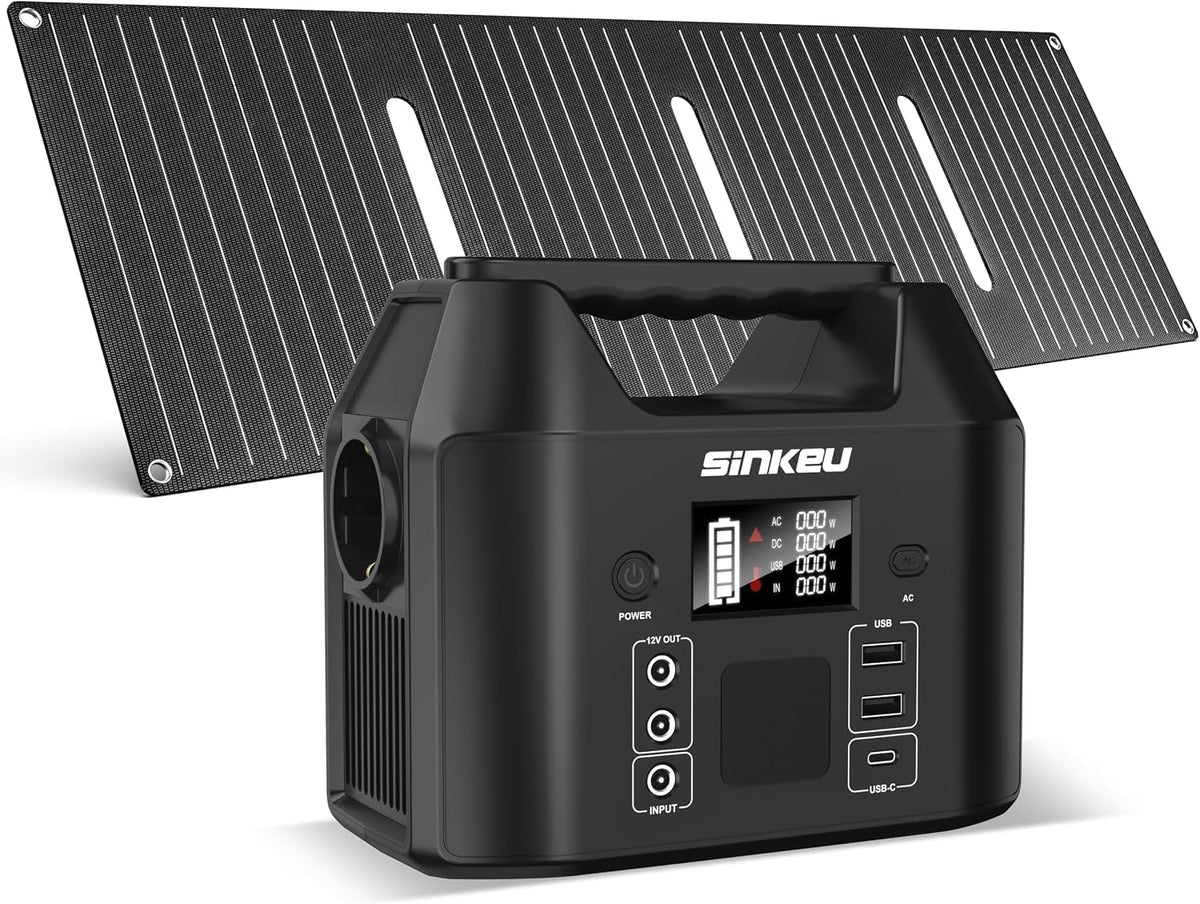 SinKeu 96Wh Tragbare Powerstation LiFePO4-Akku mit 40W Solarpanel