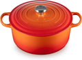 Le Creuset Signature Gusseisen-Bräter mit Deckel, Ø 28 cm, Volumen: 6,7 l, 6,125 kg, Für alle Herdarten und Induktion geeignet, Rund, Ofenrot