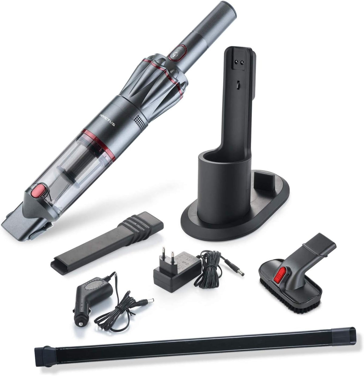 Genius Invictus One 1.0 Handstaubsauger 11-TLG grau, Handsauger beutellos & kabellos mit 11000PA