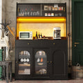 Küchenschrank mit Verstellbaren Ablagen, vitrine, Buffetschrank mit 2 Schubladen, Küchenbuffet mit LED-Beleuchtung, Hochschrank, Wohnzimmerschrank
