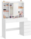 VASAGLE Schminktisch mit LED-Beleuchtung, 40 x 117,5 x 145 cm