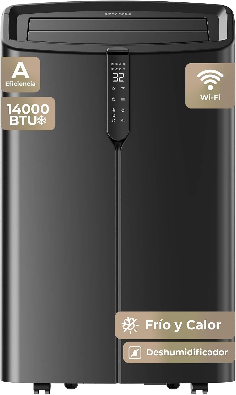 EVVO Clima P14 Silent WLAN-Klimaanlage, 14.000 BTU, mit Wärmepumpe, Klimaanlage und Heizung, mit Fensterset, tragbar, Pinguin, WLAN, leise