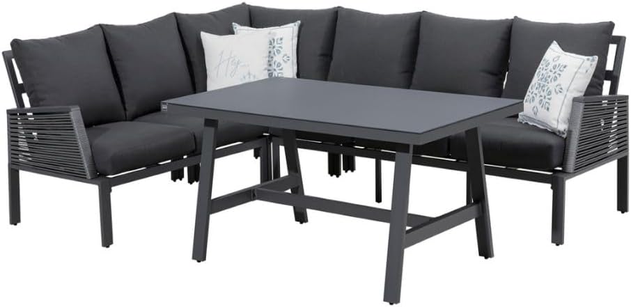 Primaster Dining Lounge Set Apulia Garten Möbel Grau Sitzgruppe Kissen Alu