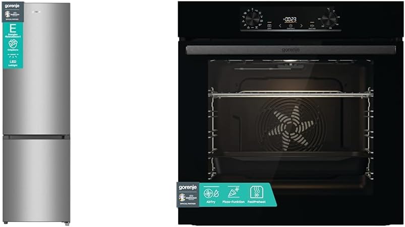 Gorenje RK 4182 PS4 Kühl-Gefrier-Kombination & OptiBake BOS6737 E02B Einbau-Backofen/77L/AquaClean/Heißluft/ExtraSteam/AirFry/PerfectGrill/Pizzamode