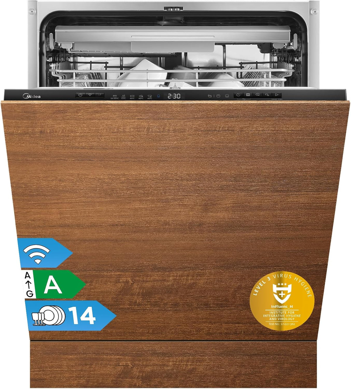 Midea Spülmaschine Vollintegriert 60 cm 14 Maßgedecke 42 dB Leise EEK A
