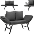 UDPATIO Polyrattan Gartenbank Wetterfest mit Liegefunktion Balkonsofa 3 in 1 Verstellfunktion mit Extra Dicke Sitzpolstern & Kissen für Garten, Balkon