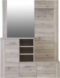 Forte BIG BANG Garderobe 150 160, 155,19 cm breit x 41,6 cm tief x 200 cm hoch, moderner Garderobenschrank mit Sitzauflage, Flurgarderobe