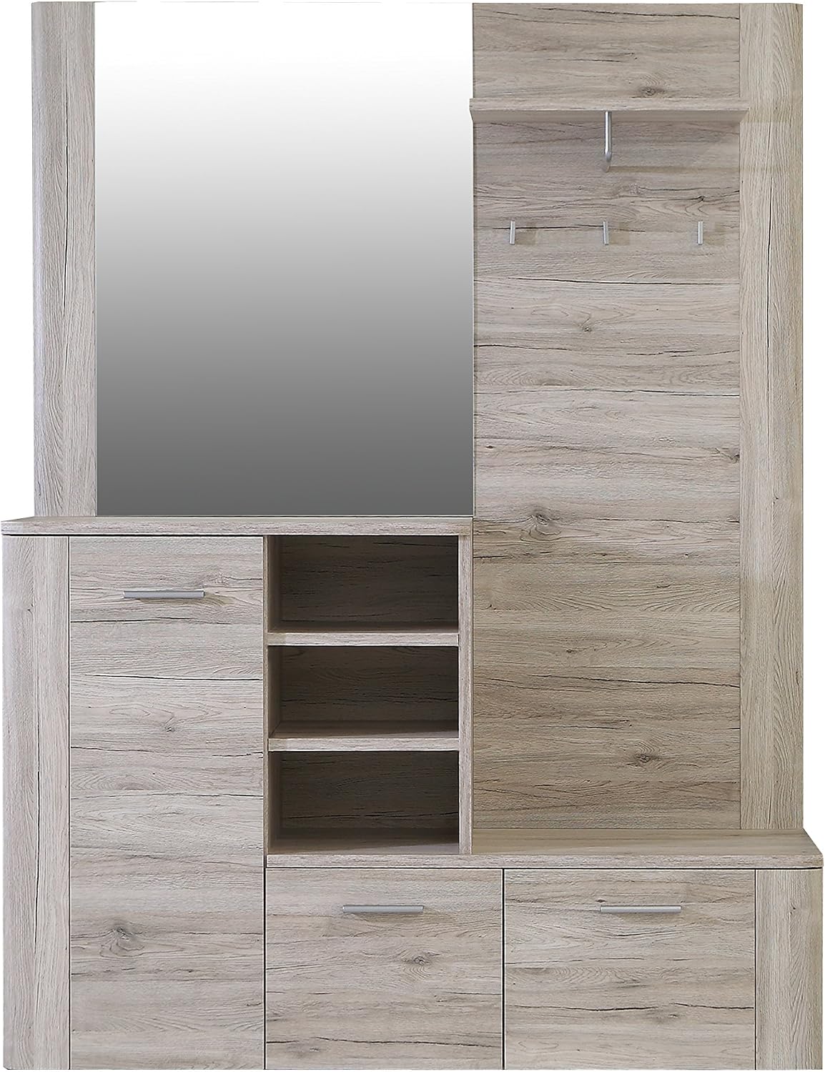 Forte BIG BANG Garderobe 150 160, 155,19 cm breit x 41,6 cm tief x 200 cm hoch, moderner Garderobenschrank mit Sitzauflage, Flurgarderobe