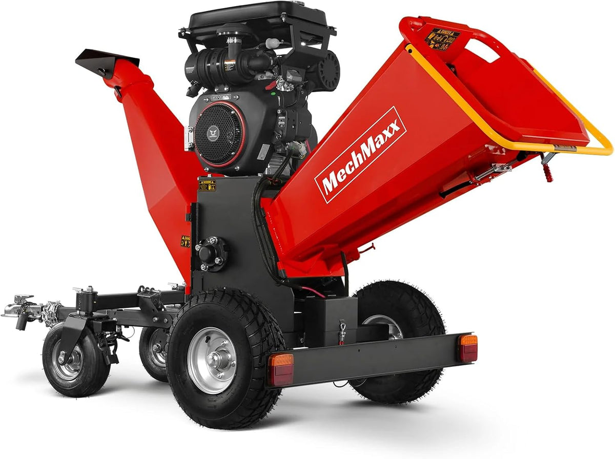 MechMaxx 8'' Inch ZONSEN 1000cc 35hp Electric Start Gasoline Powered Engine 4-Wheels Towable Wood Chipper Shredder Mulcher with Towbar/Tail
