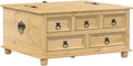 Truhe aus Holz, 90x78x45 cm Massivholz Kiefer, Sitzbank mit Deckel & 5 Schubladen, Sitztruhe für Wohnzimmer Flur, Aufbewahrungsbox, Aufbewahrungstruhe