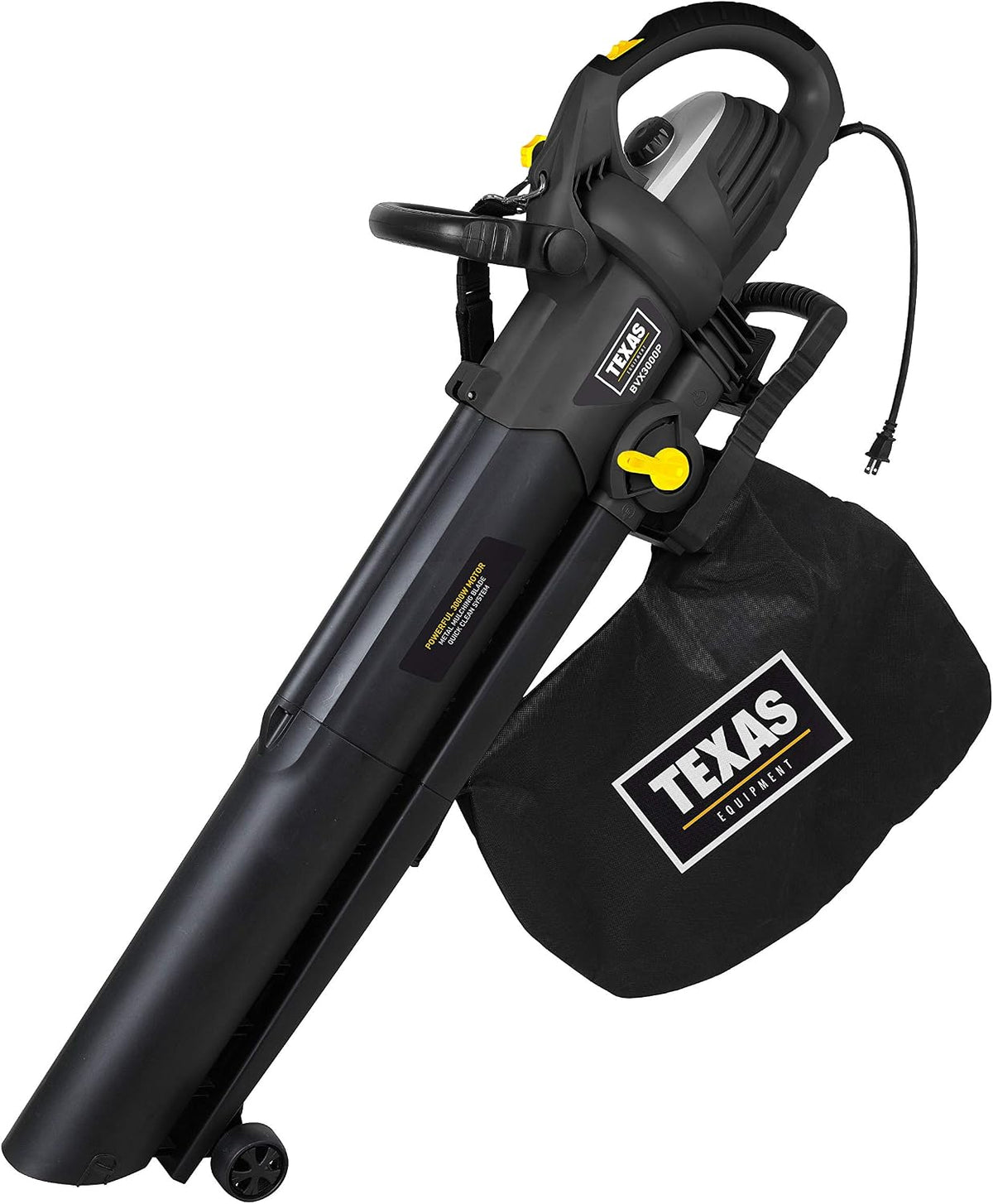 TEXAS BVX 3000P Laubsauger (Laubbläser, 30 Liter Fangsack), 3000 Watt Leistung, Integrierte Mulchfunktion