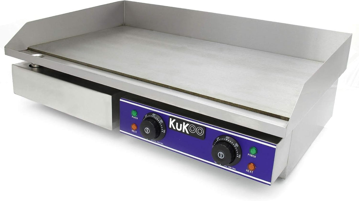 Kukoo Elektro Catering Grillplatte Gastronomie Griddleplatte Edelstahl Elektro-Grillplatte Gastrogrill Gusseisen Plancha Elektrogrill Tischgrill Glatt