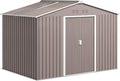 Outsunny Metall Gerätehaus 4,9 m² mit Satteldach 277x195x192 cm Hellgrau