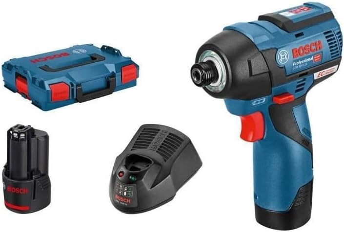 Bosch Professional 12V System Akku Drehschlagschrauber GDR 12V-110 (inkl. 2x3.0 Ah Akku, Schnellladegerät GAL 12V-40, 06019E0005, L-BOXX 102)