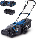 Scheppach Akku Rasenmäher BC-MP430-X, 43cm Schnittbreite, Schnitthöhe 25–75mm, 20V-IXES-Serie, 50L Korb, 2X 4Ah Akku & Fastcharge Doppelladegerät