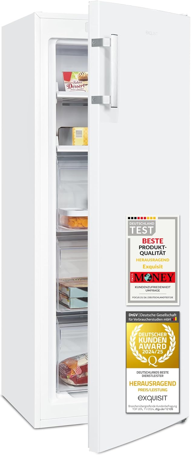 Exquisit GS5231-NF-H-040C Gefrierschrank, 161 l, NoFrost, Weiss