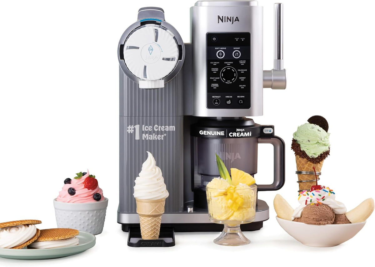 Ninja CREAMi Swirl Eis- und Soft-Serviermaschine, 13-in-1, weicher Serviergriff und (2) Creami Swirl 473 ml, für Kinder und, Sorbet, Milchshake