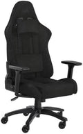 Corsair TC100 Entspannter Gaming-Stuhl, abnehmbares Nackenkissen aus Memory-Schaum, Stoff, Racing-inspiriertes Design, Lendenkissen, Schwarz