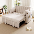 Merax Schlafsofa 2-Sitzer Sofa mit Schlaffunktion, Beige 136 x 75.5 x 84cm, Klappbares 3-in-1 Schlafcouch mit Verstellbarer Rückenlehne, aus Samt
