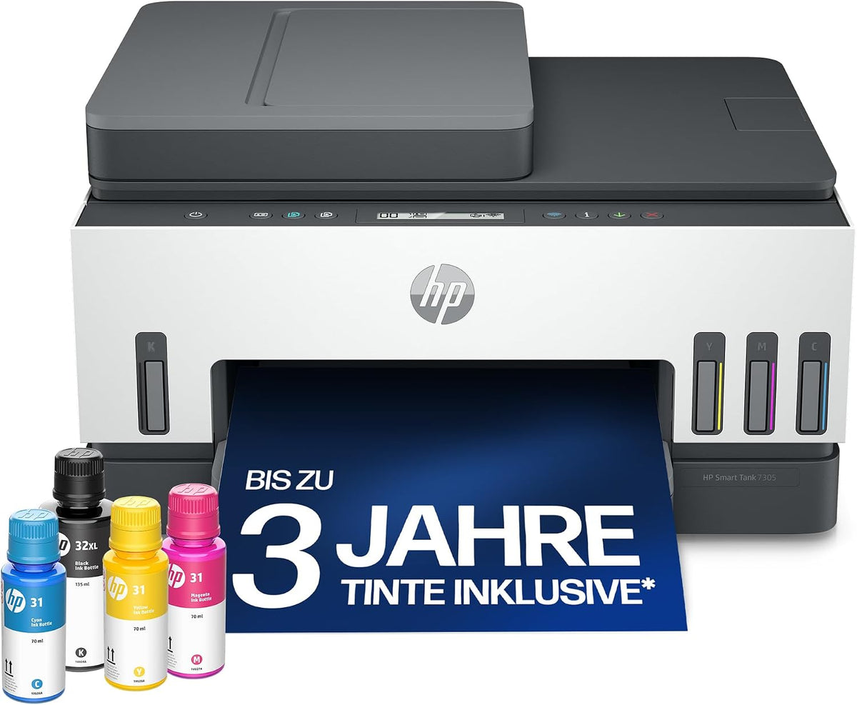 HP Smart Tank 7305 Multifunktionsdrucker (Drucker, inklusive Tinte für bis zu 3 Jahre drucken), Scanner, Kopierer, ADF, WLAN, LAN, AirPrint, Duplex